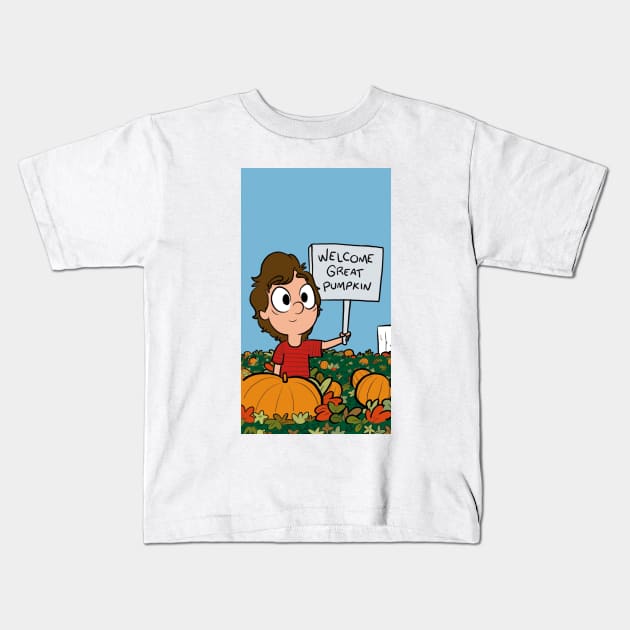 Welcome Great Pumpkin Kids T-Shirt by MauricioGarcia